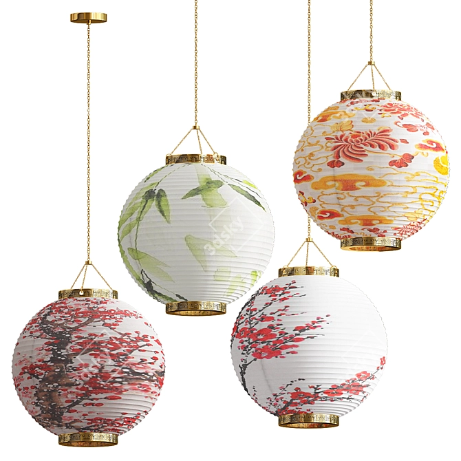 Exquisite Chinese Lanterns Collection 3D model image 3