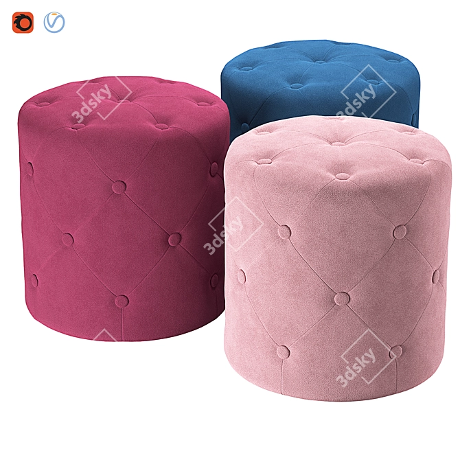 Luxury Velvet Pouffe Corolla 3D model image 1