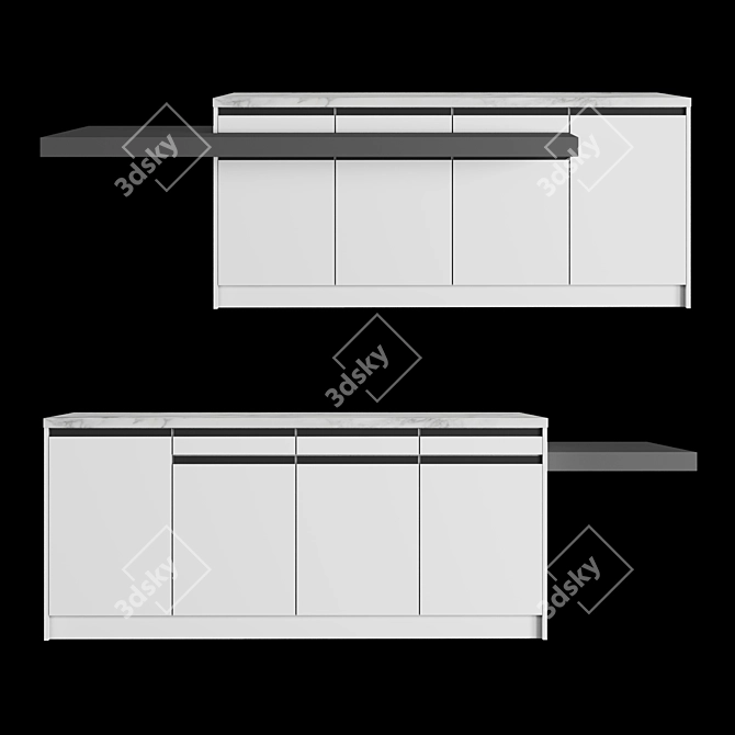 Modern Kitchen: Kitchen 092 3D model image 6