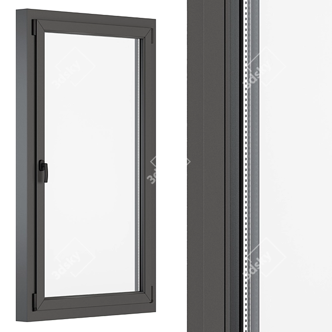 Sleek Gray Window Set 3D model image 2