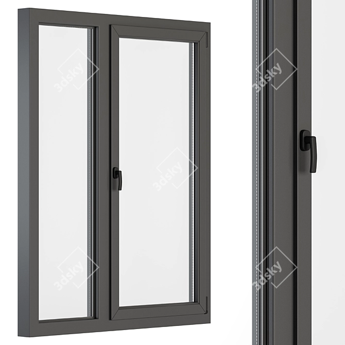 Sleek Gray Window Set 3D model image 4