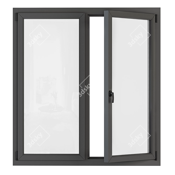 Sleek Gray Window Set 3D model image 5