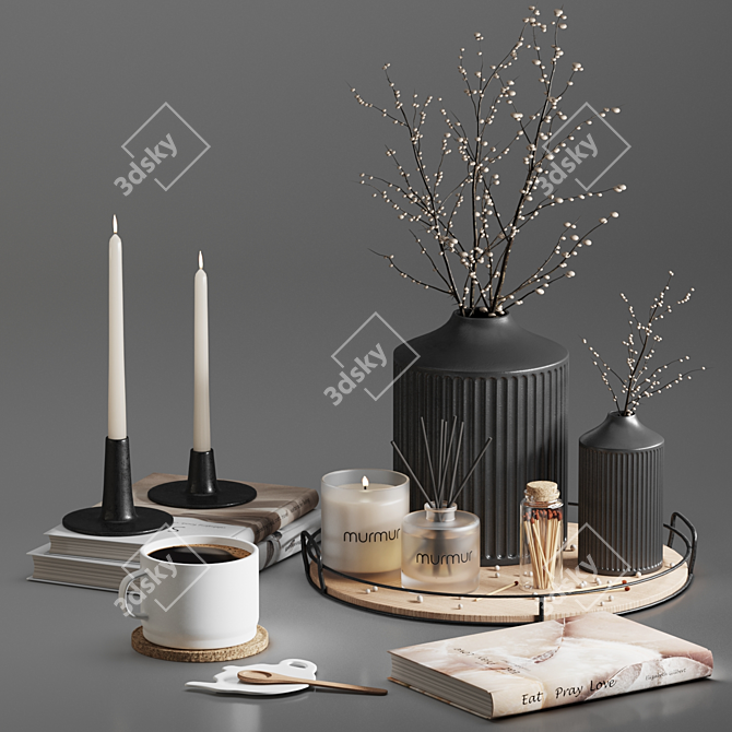 Elegant Decor Set: Murmur Candle & Diffuser 3D model image 1