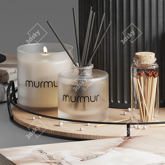 Elegant Decor Set: Murmur Candle & Diffuser 3D model image 2