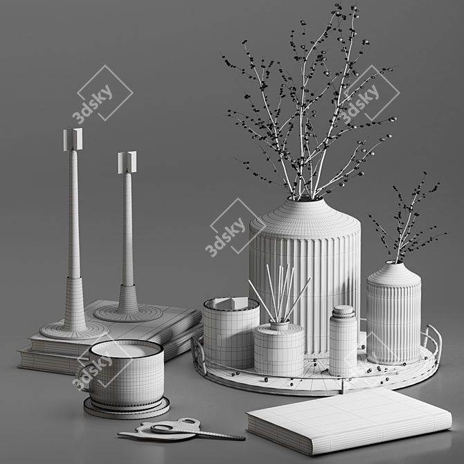 Elegant Decor Set: Murmur Candle & Diffuser 3D model image 6