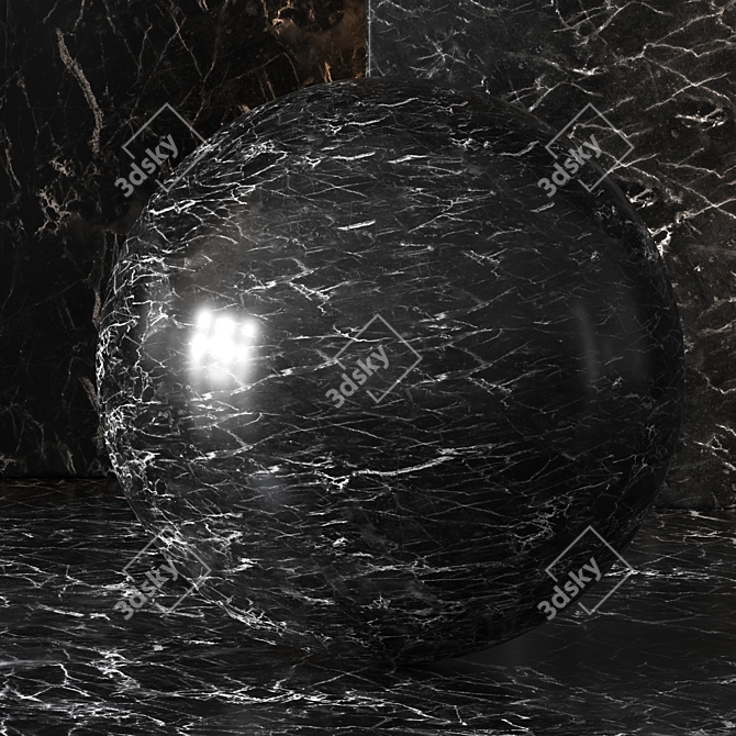 Black Marble Slab Material: PBR Texture Bundle 3D model image 2