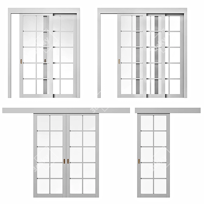 Elegant NEO Sliding Doors 3D model image 1