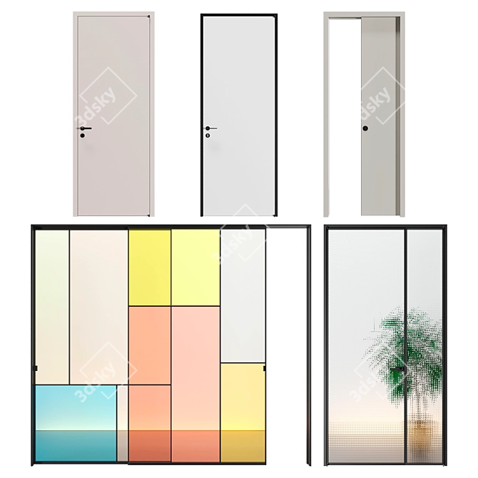 Glamorous Glass Italia Doors Set 3D model image 1