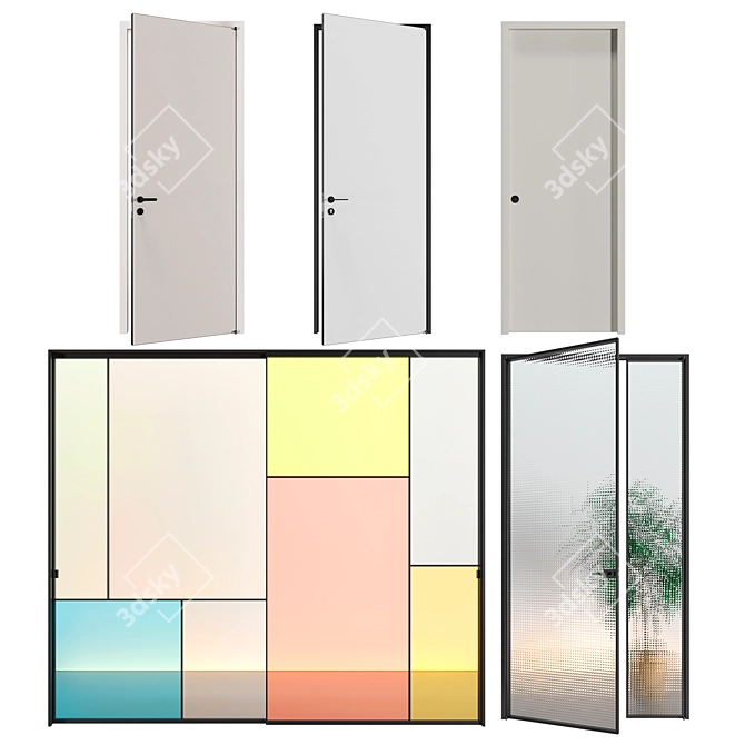 Glamorous Glass Italia Doors Set 3D model image 2