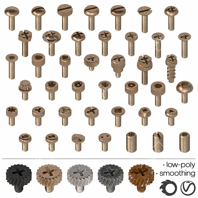 Versatile Screw and Bolt Set 3D model image 3