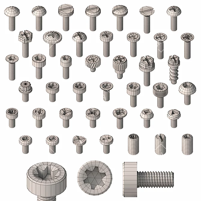 Versatile Screw and Bolt Set 3D model image 7