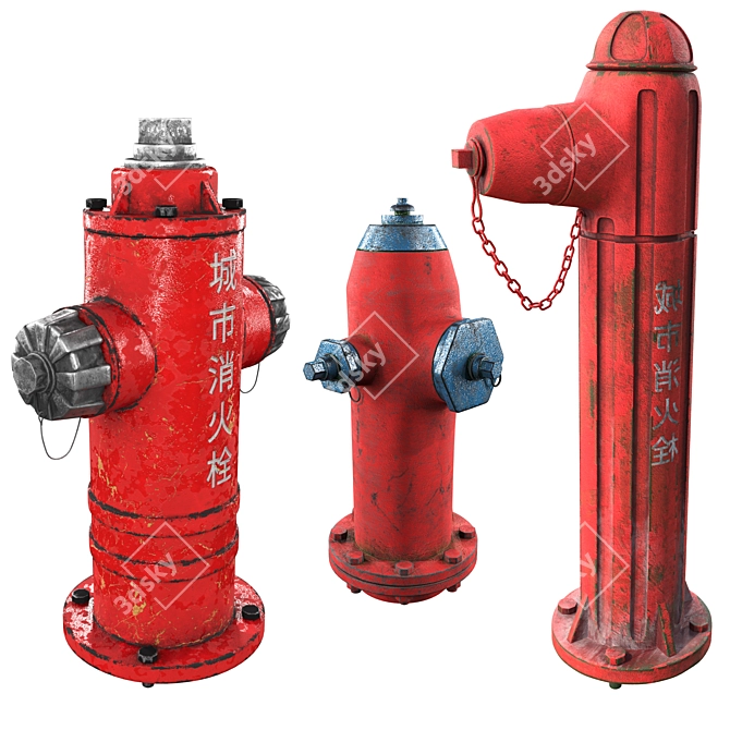  Urban Hydrant Collection: 3 High-Detail Models 3D model image 1