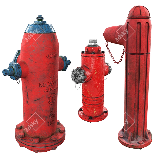  Urban Hydrant Collection: 3 High-Detail Models 3D model image 2