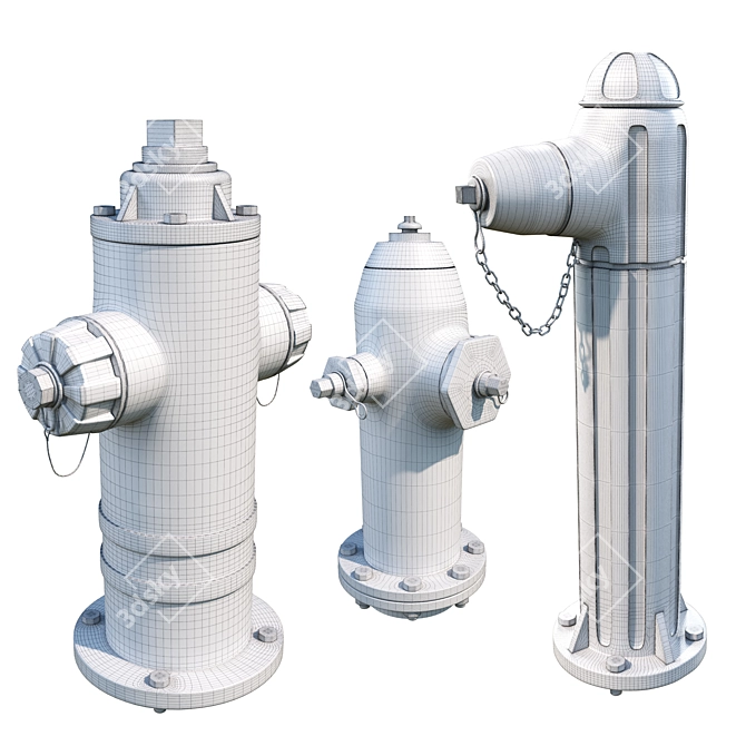  Urban Hydrant Collection: 3 High-Detail Models 3D model image 3