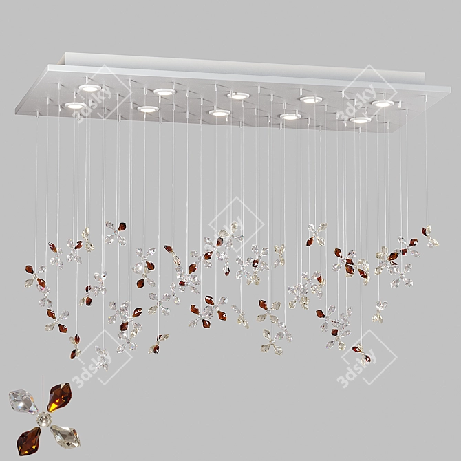 Floating Butterfly Chandelier: Exquisite Crystal Elegance 3D model image 1