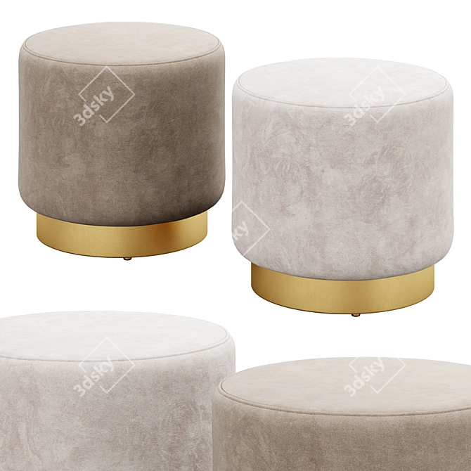 Luxurious Keira Velvet Ottoman 3D model image 1