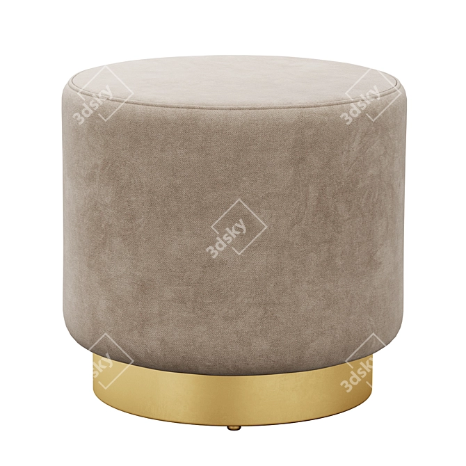 Luxurious Keira Velvet Ottoman 3D model image 3