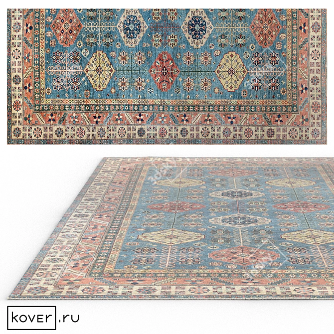 Ethnic Charm: "KAZAK ROYAL" Blue-IVR1 Carpet 3D model image 1