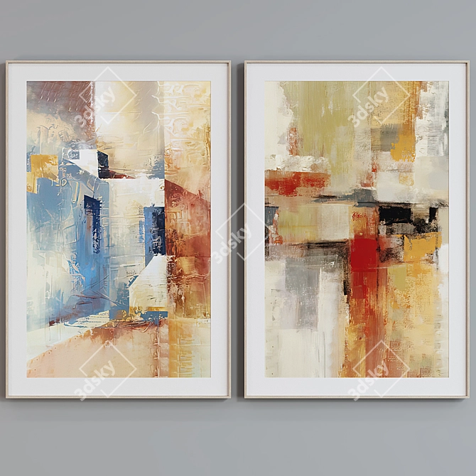 Modern Abstract Picture Frame Set 3D model image 2