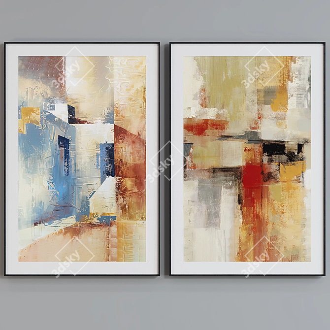 Modern Abstract Picture Frame Set 3D model image 4