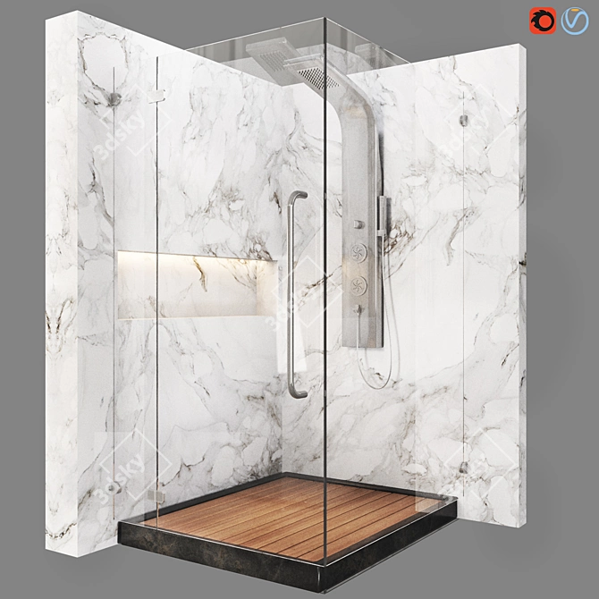 Sleek Shower Cabin 2.0 3D model image 1