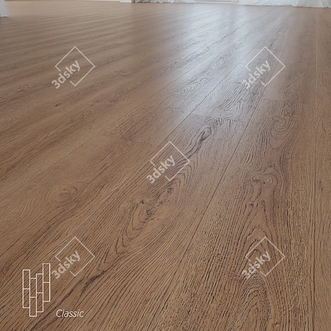 Natural Oak Cottage Flooring - High Quality Textures 3D model image 1