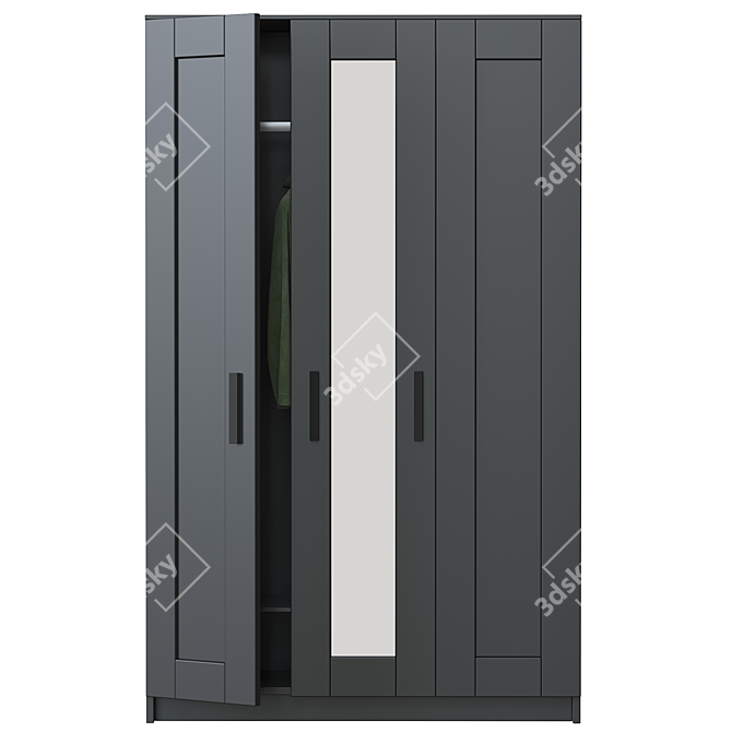 Sleek 3-Door Brimnes Wardrobe 3D model image 1