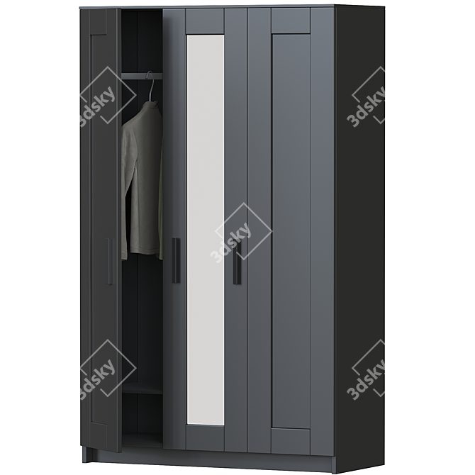 Sleek 3-Door Brimnes Wardrobe 3D model image 2