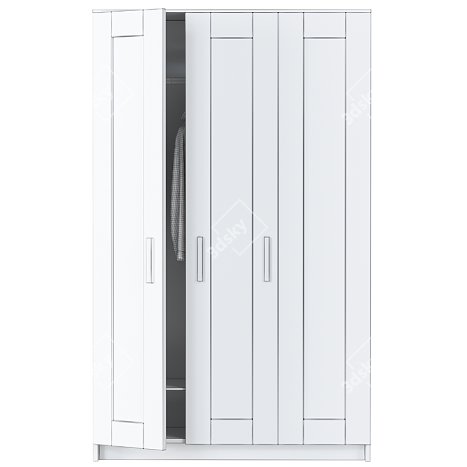 Sleek 3-Door Brimnes Wardrobe 3D model image 3