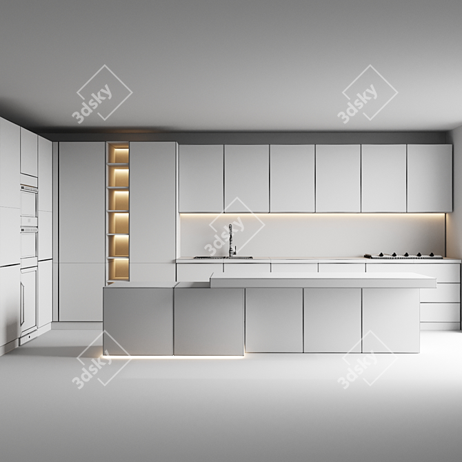 Modern Kitchen Island with Premium Appliances 3D model image 6