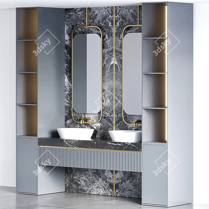 Modern Bathroom Furniture Set 3D model image 3