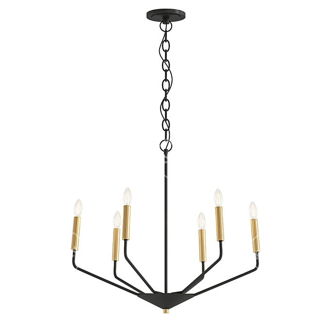 Sleek Black and Brass Pendant 3D model image 1