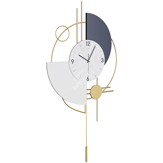 Gold Geometric Round Wall Clock 3D model image 2