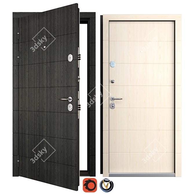 Elegant Artua Favorit Metal Door 3D model image 1