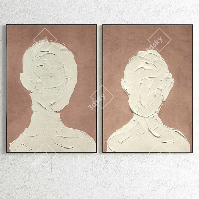 Elegant Plaster Photo Frames 3D model image 2