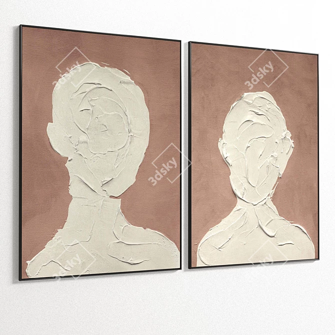 Elegant Plaster Photo Frames 3D model image 5