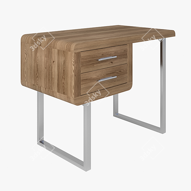 Elegant Walnut/Chrome Writing Desk 3D model image 2