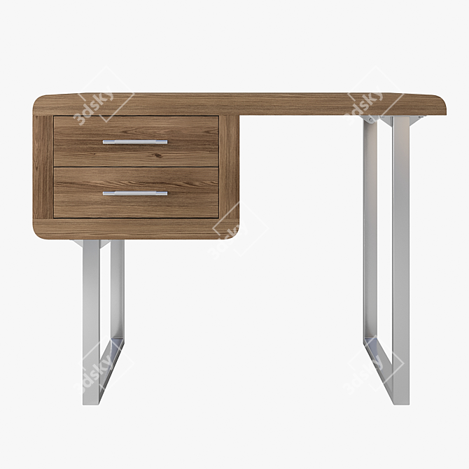 Elegant Walnut/Chrome Writing Desk 3D model image 3