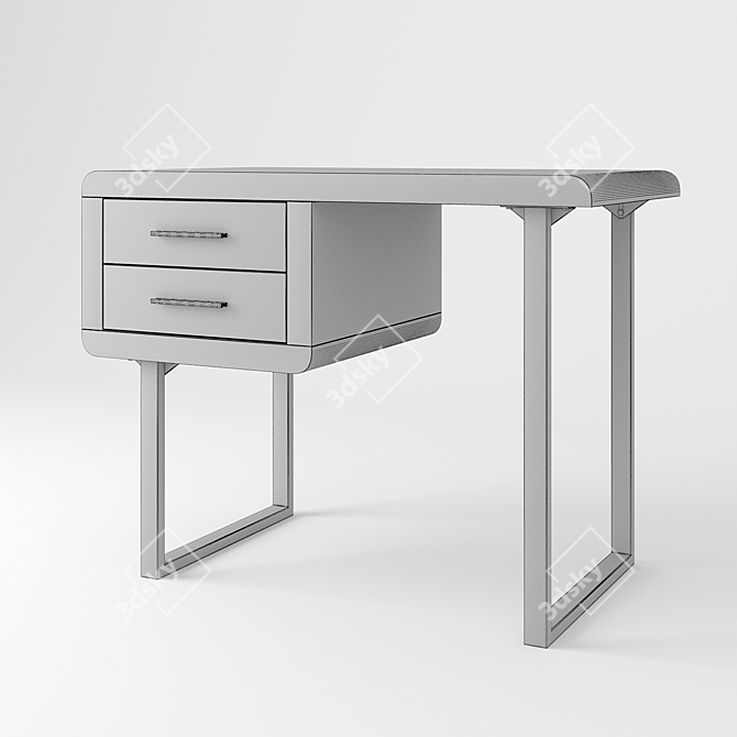 Elegant Walnut/Chrome Writing Desk 3D model image 4