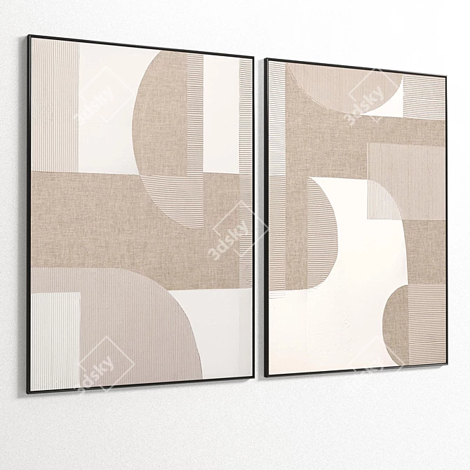 Elegant Plaster Duo Frame 3D model image 5