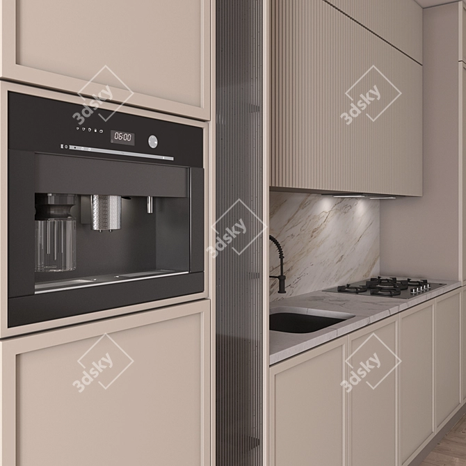 Modern Corner Kitchen with Appliances 3D model image 4