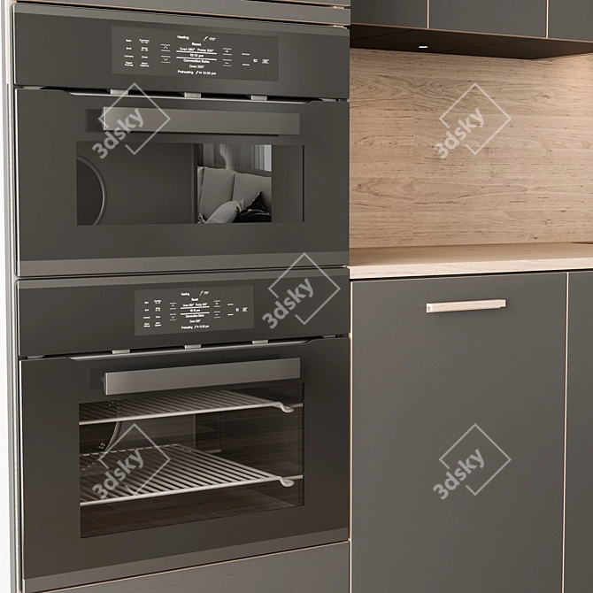 Sleek Black Wood Kitchen Cabinets 3D model image 5