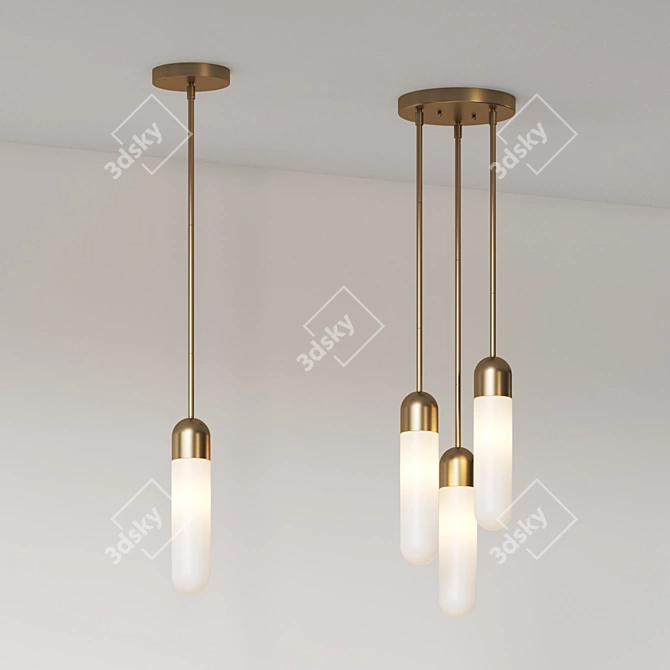 Sorno Mini Pendant: Elegant Champagne Gold Finish with Opal Glass 3D model image 2