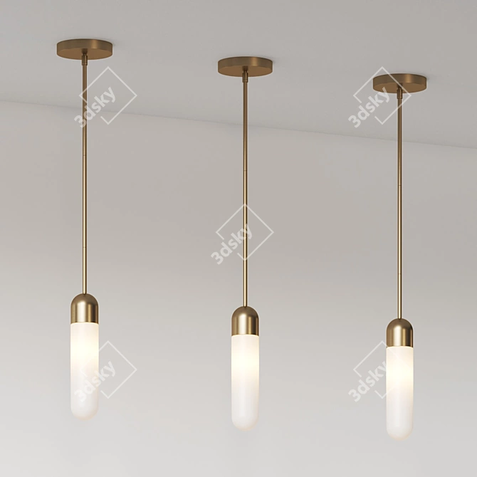 Sorno Mini Pendant: Elegant Champagne Gold Finish with Opal Glass 3D model image 3