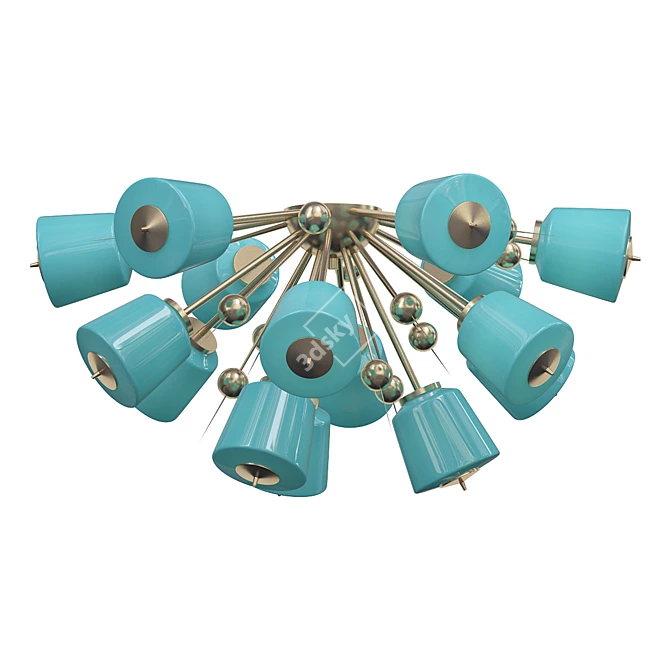 Turquoise Milk Glass Flush Mount 3D model image 1