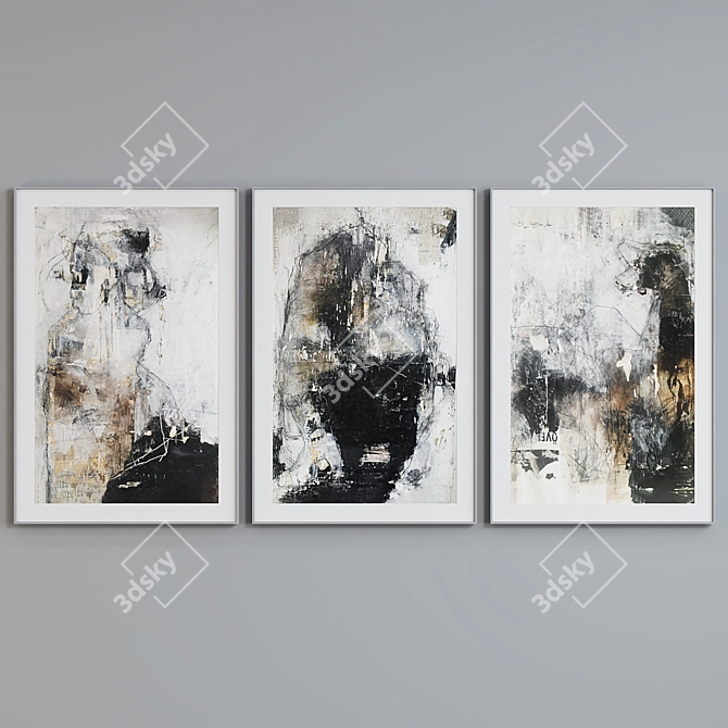 Modern Abstract Picture Frame Set 3D model image 3