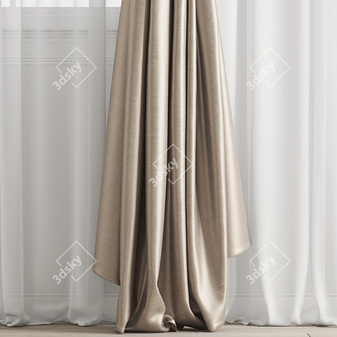 Premium Polygonal Model Curtain 3D model image 2