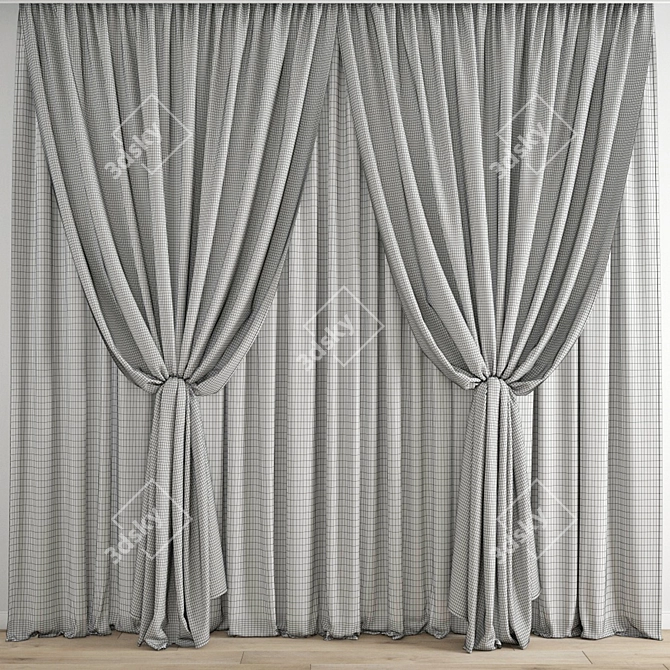 Premium Polygonal Model Curtain 3D model image 3