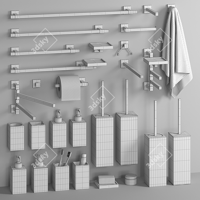 Settecento Bathroom Accessories Collection 3D model image 3