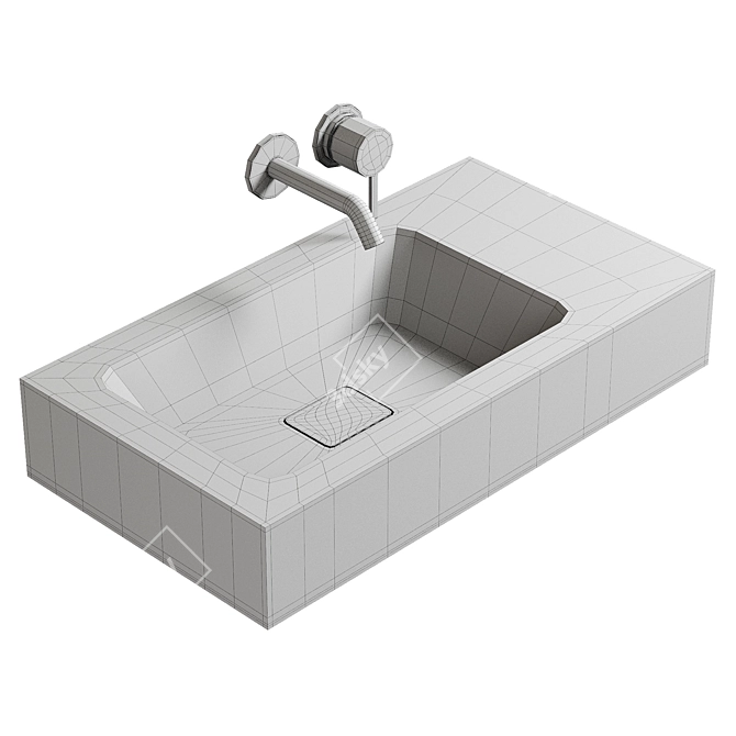 Sleek Cono Wall Basin: Effortless Elegance 3D model image 2